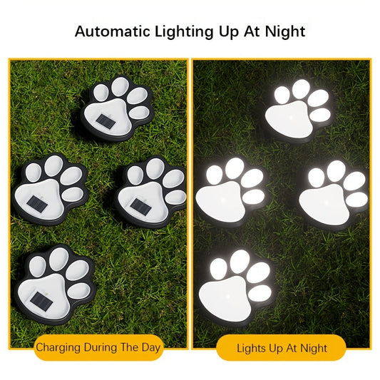 Shenzhi Tech Solar LED Dog Paw Print Lights For Halloween Decor & Pet Lovers, 4-Pack Outdoor Solar Lights With Auto On/Off, Warm White LED For Garden, Pathway, Room Decor & Fall Home Decor Gift SS69