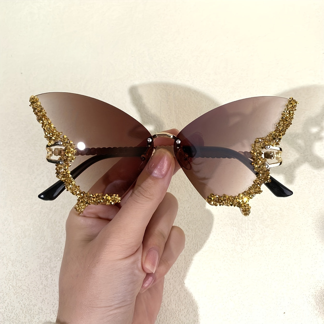Trendy Summer Glasses - Rhinestone Butterfly Design, Tinted Lenses | Fashion Accessories for Outdoor Activities SS69