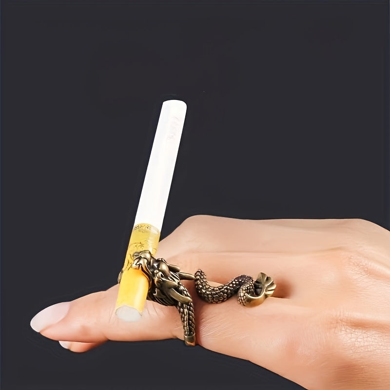 1 Stylish Dragon Design Cigarette Holder Ring - High Quality Metal, Unique Dragon Grip, Accessories for Smoking Lovers to Enhance Smoking SS69