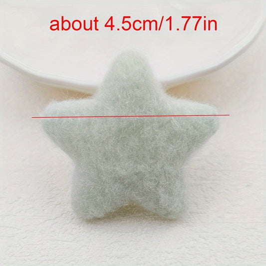 15pcs Soft Pastel Felt Star Appliques, Double-Sided, Fluffy Texture - Ideal for DIY Hat, Hair Clip & Clothing Patches, Assorted Colors SS69