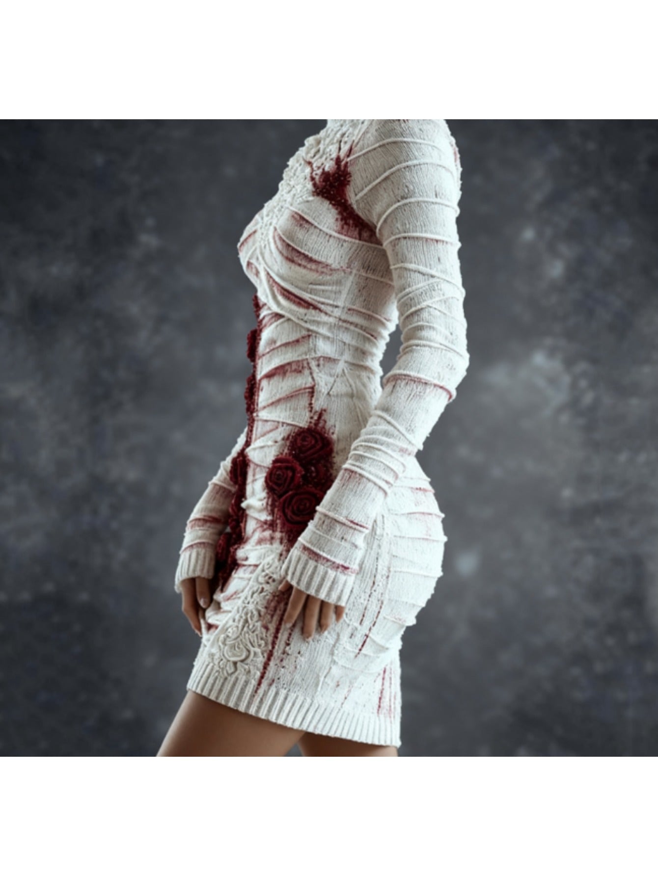 Women's Gothic Skeleton Print Sweater Dress - Form-Fitting Short Sleeve A-Line Dress with Round Neck, Hand Washable Costume Party Outfit for Halloween, Themed Events & Casual Wear (Skeleton Pattern) SS69