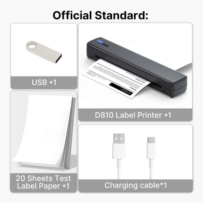 Portable Printer Wireless For Travel, Thermal Printer Inkless, Small Compact Printer Support Folding Paper/rolling/tattoo paper, Work With Laptop Phone And Pad