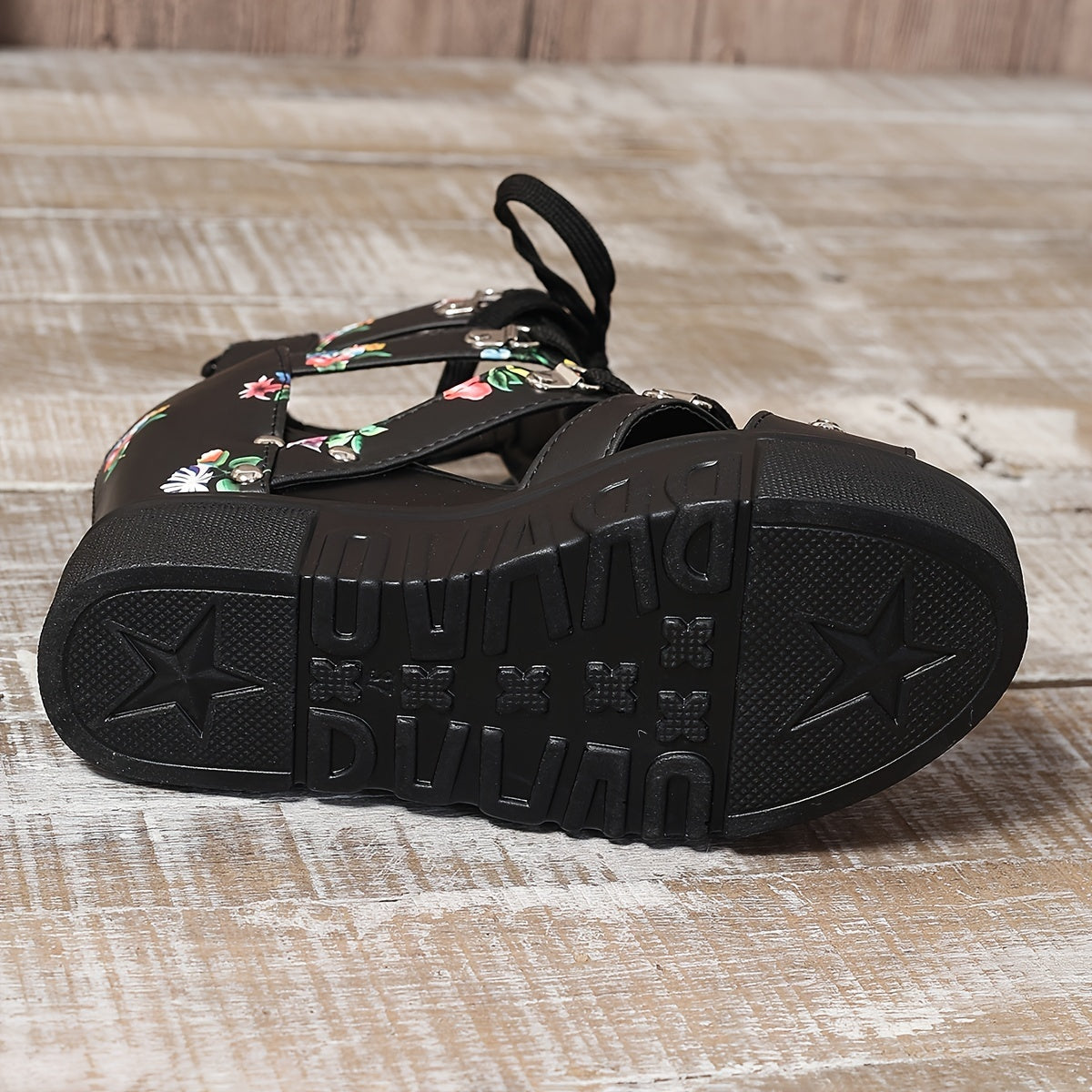 Women's Floral Vintage Sandals, Back Zipper Platform Hollow Lace Up Shoes, Summer Breathable Wedge Holiday Shoes SS69