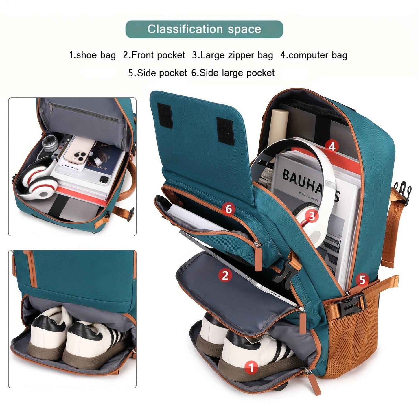 [Large Multifunctional] Large Multifunctional Backpack | Convertible, Laptop & Shoe Compartment, Zipper Closure, Adjustable Strap, Lining, Royal