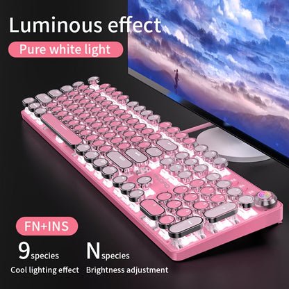YINDIAO Pink Mechanical Keyboard with Cherry Switches - Retro Punk Design, Backlit Gaming Keyboard for Office & Home Use, Office Keyboard | Pink Keyboard | Nonslip Texture SS69