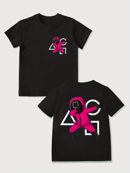 "Squid Dance" 2D Print Trendy And Unique Boys' T-Shirt, Casual Short-Sleeve Lucky And Comfortable Summer Outdoor Top. SS69