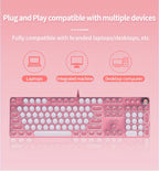 YINDIAO Pink Mechanical Keyboard with Cherry Switches - Retro Punk Design, Backlit Gaming Keyboard for Office & Home Use, Office Keyboard | Pink Keyboard | Nonslip Texture SS69