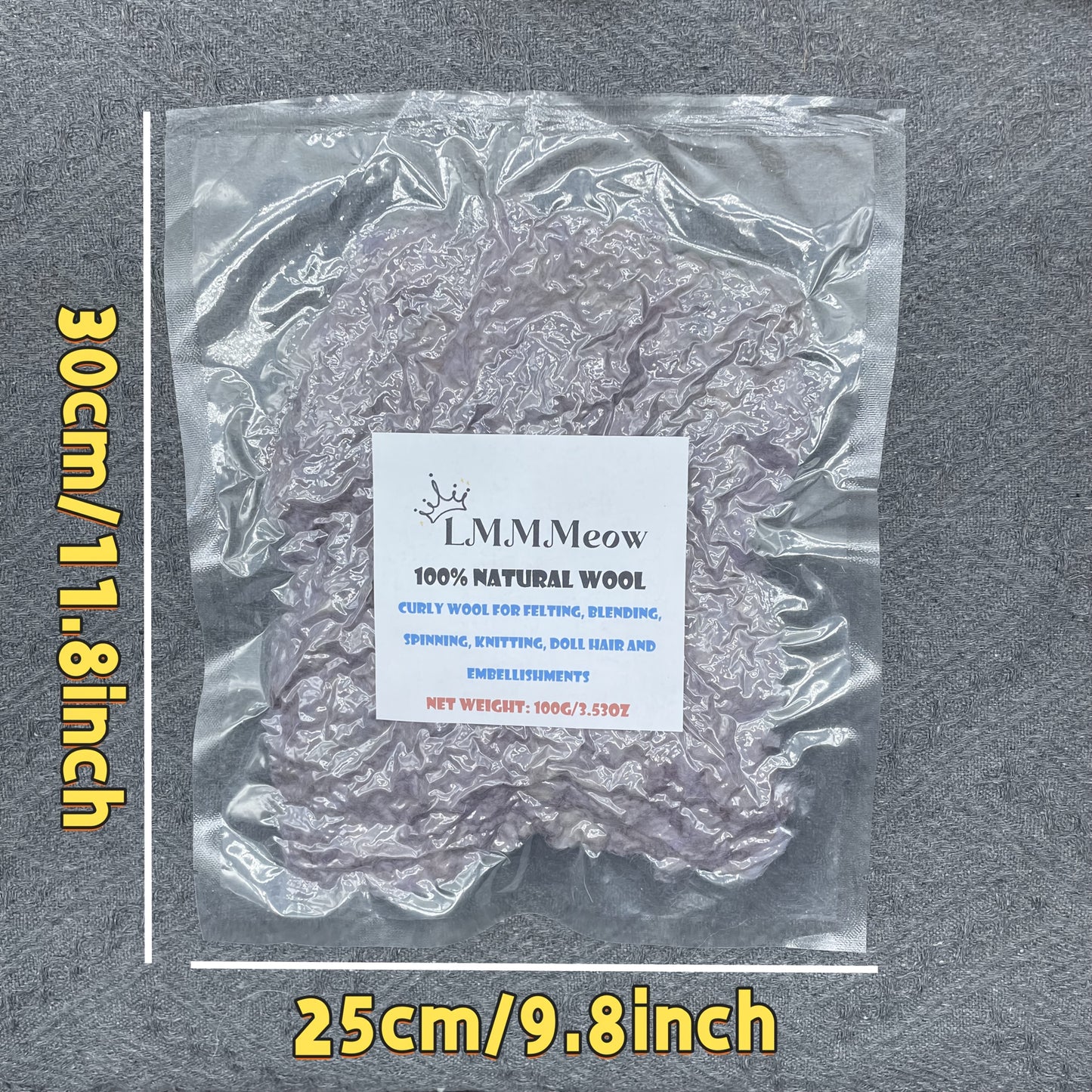 Pure Curled Alpaca Fiber – 100g/3.53oz Dyeing with Materials, Clean and Medium-Soft Texture Multi-Use Wool Curls, Ideal for Felting, Yarn Spinning, Knitting Projects, Art Dolls, Textile Figures, Tapestry Accents, Home Decor SS69