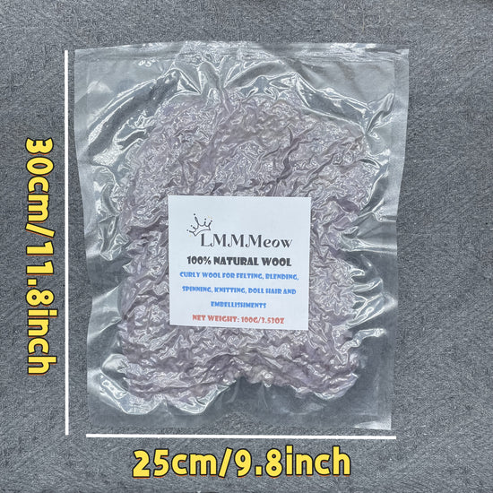 Pure Curled Alpaca Fiber – 100g/3.53oz Dyeing with Materials, Clean and Medium-Soft Texture Multi-Use Wool Curls, Ideal for Felting, Yarn Spinning, Knitting Projects, Art Dolls, Textile Figures, Tapestry Accents, Home Decor SS69