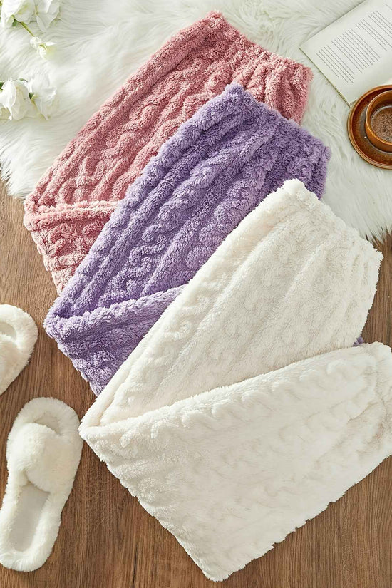 Plus Size Three-Pack Autumn/Winter Plush Jacquard Women's Loose Casual Lounge Pants