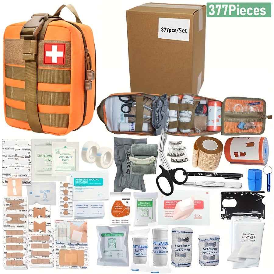 377pcs Survival Kit, Outdoor, Adventure Travel, Home, Camping, Sports, Office, Car, School First Aid Equipment Tools, Men'S Gift, Women'S Gift