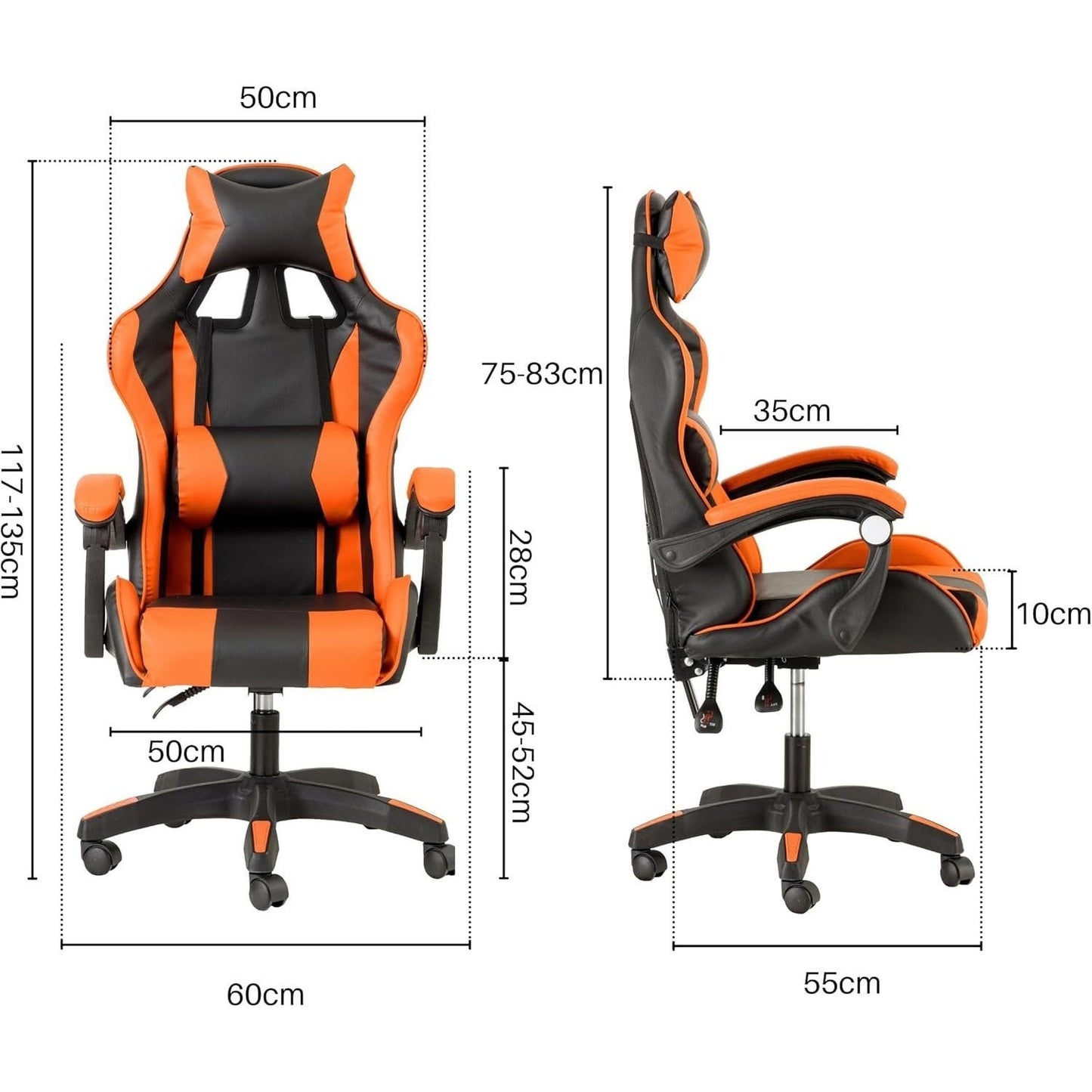 Baroni Home Gaming Chair, Ergonomic Office Chair with Adjustable Backrest, Headrest And Lumbar Support SS69