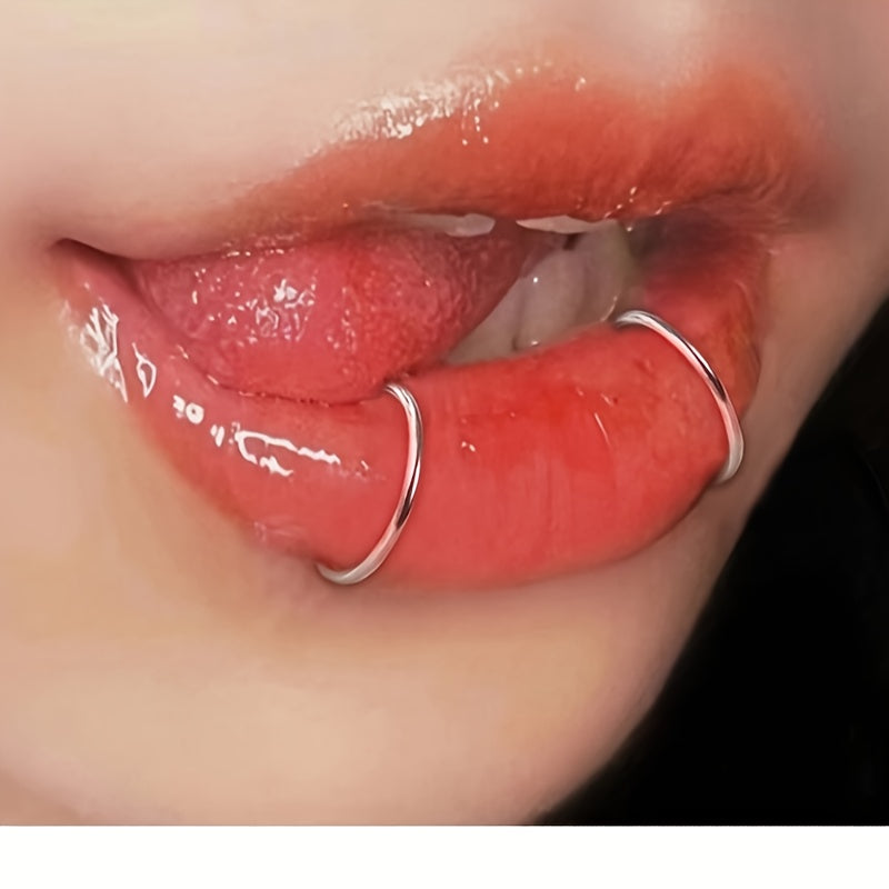 [Punk Lip Rings] 2pcs Fashionable Punk Style Non Piercing Lip Rings In Silvery SS69