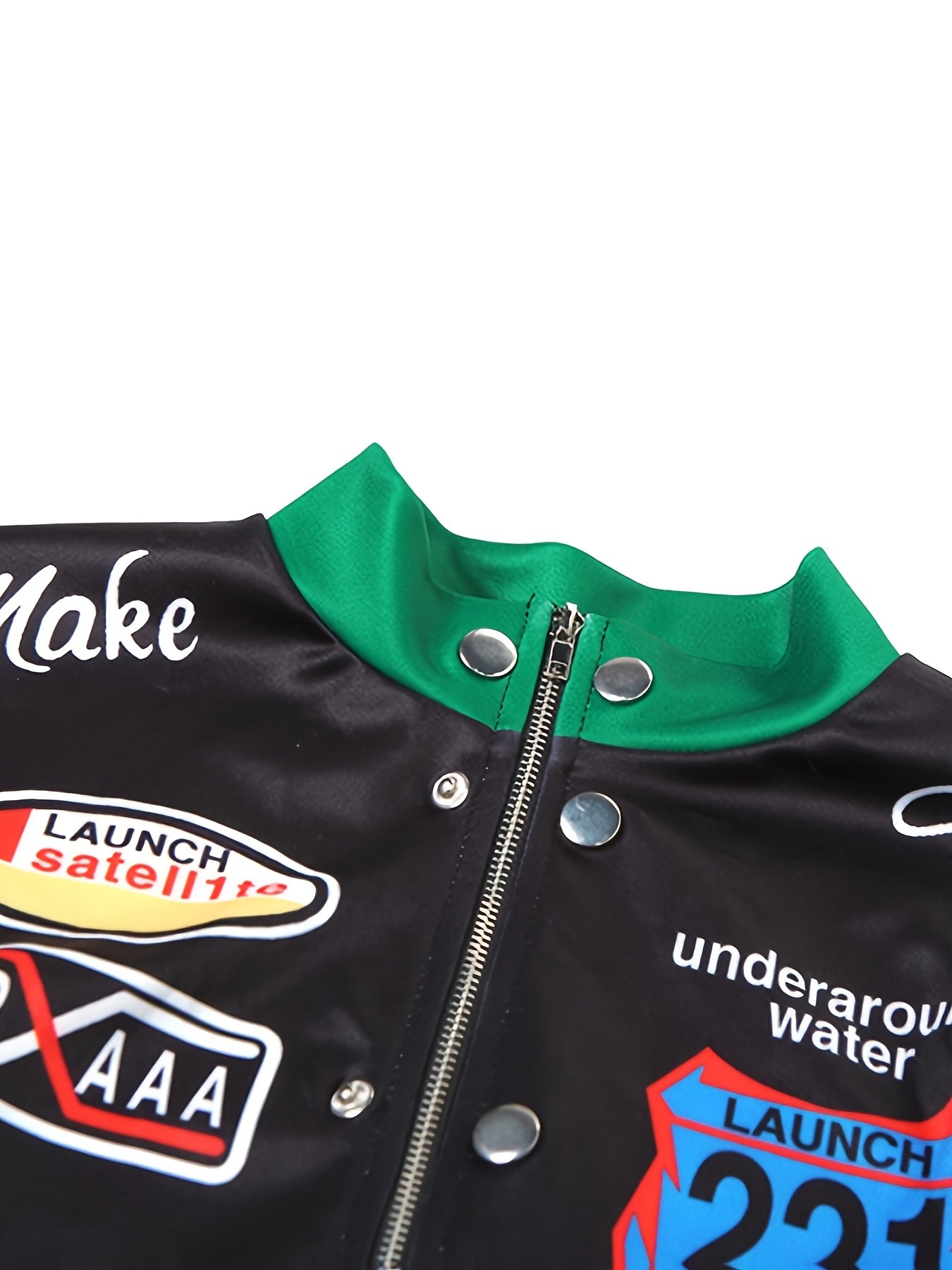 Women's Trendy Streetwear Letter Print Cropped Bomber Jacket - Red & White Casual Zip-Up with Graphic Design, Lightweight Polyester Blend for All Seasons, Fashion Forward Clothing | Trendy Casual Jacket | Polyester Blend Jack SS69