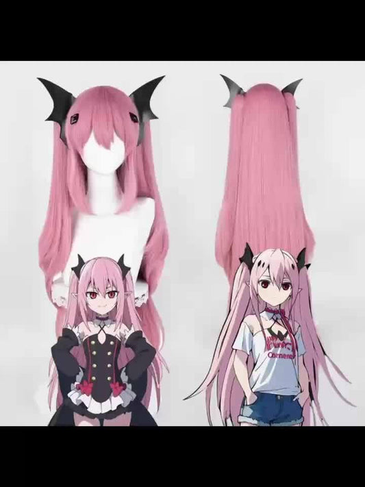 1pc Anime Inspired Lotus Pink Tiger Clip Wig, Double Ponytail, Long Straight Hair, Heat Resistant, Buckle Net Cap, Cosplay Festive Dress Up Wig for Party Gatherings and Everyday Use SS69