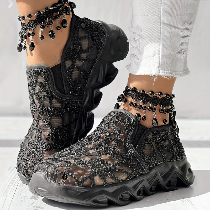 Mesh Elastic Strap Casual Sports Shoes - Without Foot Chain SS69