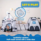 Rocket Ship Pop-Up Play Tent with Tunnel for Kids