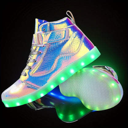 [LED Dancing Shoes] LED Lights Up Dancing Shoes | Luminous Flashing Trainers for Women and Men, Unisex Couples Sneakers, Lace Up SS69 52.69 Light Blue Texture / US 11