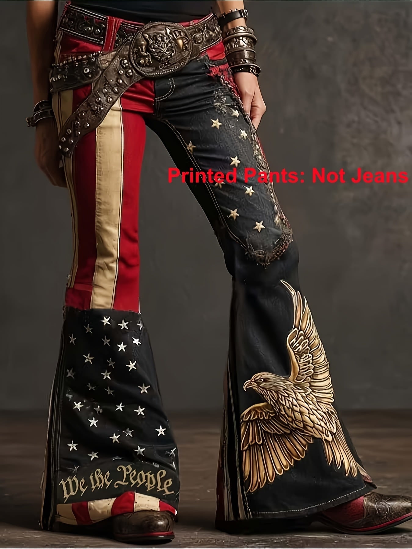 Printed Pants -Not Denim Fabric Women's Elegant Bohemian Denim-Style Floral Print Straight Leg Trousers - All-Season Comfort, Classic Five-Pocket Design with Belt Loops & Button Closure, Durable Fabric for Casual & Semi-Forma SS69