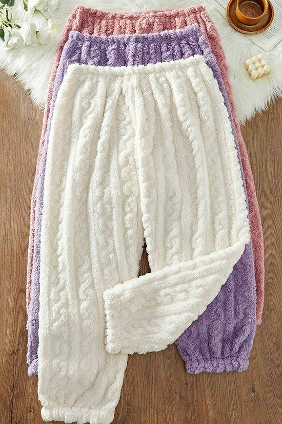 Plus Size Three-Pack Autumn/Winter Plush Jacquard Women's Loose Casual Lounge Pants