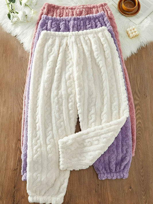 Plus Size Three-Pack Autumn/Winter Plush Jacquard Women's Loose Casual Lounge Pants