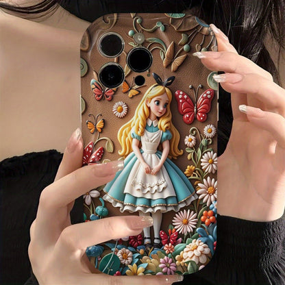 One Piece of a Disney Cartoon-Themed Case Featuring a Sculpted Figure from Alice in Wonderland, Ideal for Apple for iphone Models 16, 15, 14, 13, 12, 11 Pro Max, And XS. an Excellent Gift with a Cartoon Design, Flat 2D Style, SS69
