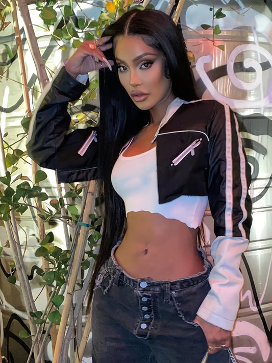 Y2K Gothic PU Jackets - High Waisted, Punk Patchwork, Streetwear Crop Coats for Fashion SS69