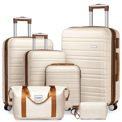 6pcs Women's Expandable Hardside Luggage Set with TSA Lock - Lightweight ABS Suitcase Collection, Spinner Wheel System & Telescopic Handle, Multi-Color Options (Sky / /////) for Carry-On & Checked