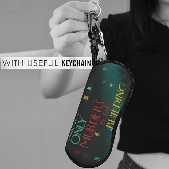 1pc Only Murders in the Building TV Show Logo Glasses Case - Iconic TV Series Design with Characters' Names, Zippered Waterproof & Scratch-Resistant Eyewear Holder, Ultra-Light Travel Case for Men & Women (Fits All Glasses Fr SS69