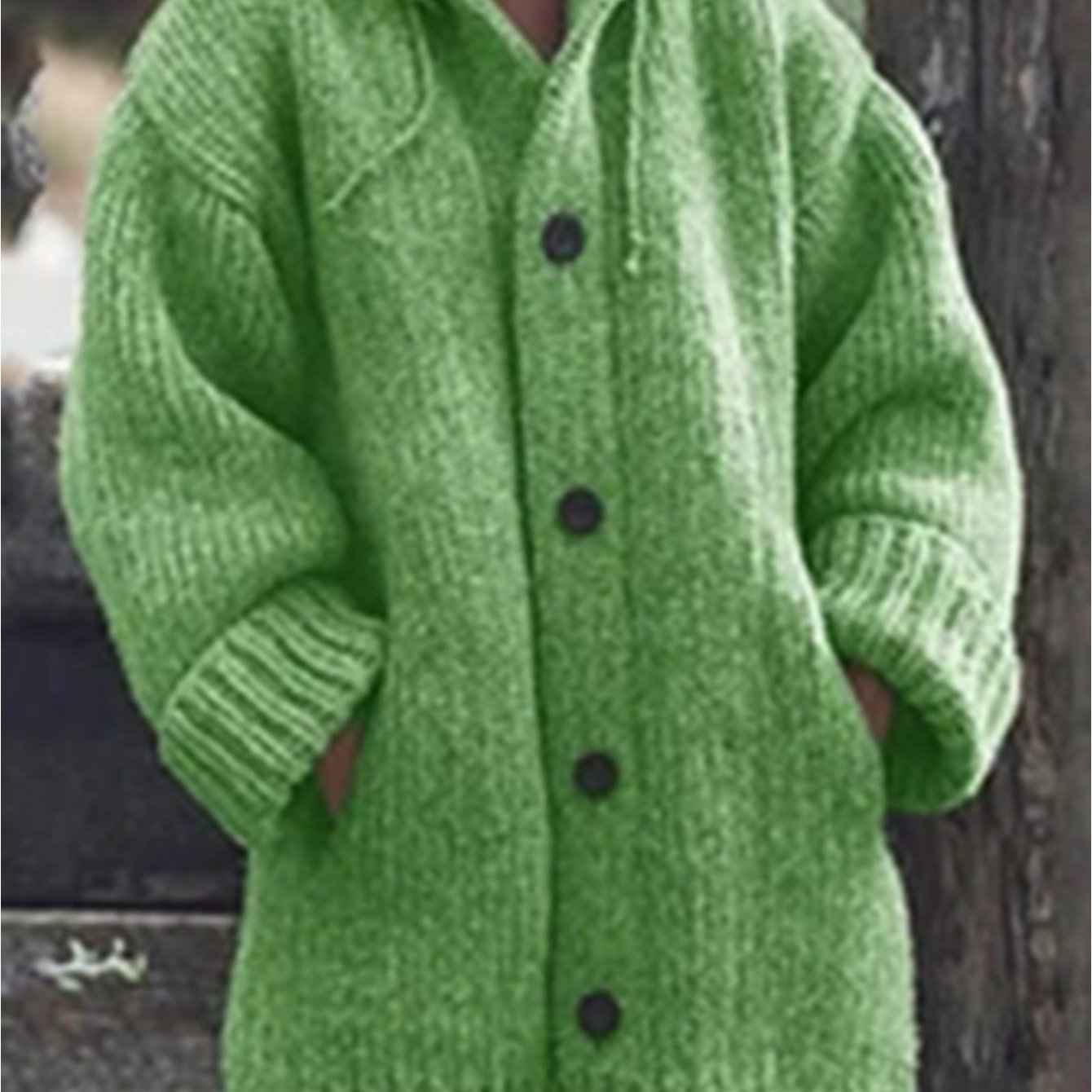 Plus Size, Plus Size Elegant Hooded Cardigan Jacket - 100% Winter Sweater Coat with Front Button Closure, Hooded Long Sweater Jacket Suitable for Fall/Winter, Brown/Navy/Red - Casual & Formal Wear, Machine Washable Cozy Outer