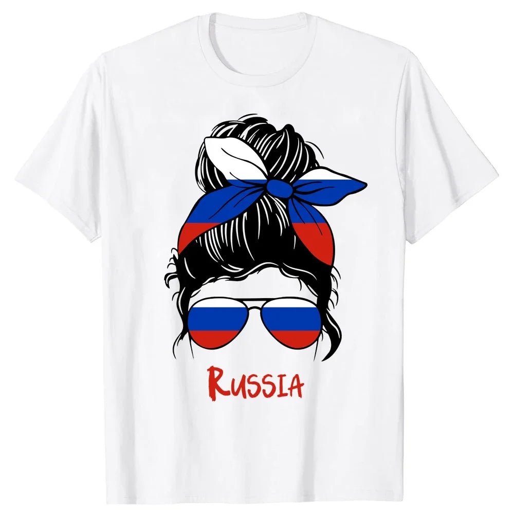 Funny Russia Russian Girl Woman Flag T Shirts Summer Style Graphic Cotton Streetwear Short Sleeve Birthday Gifts T-shirt - SS69