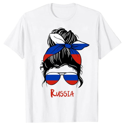 Funny Russia Russian Girl Woman Flag T Shirts Summer Style Graphic Cotton Streetwear Short Sleeve Birthday Gifts T-shirt - SS69