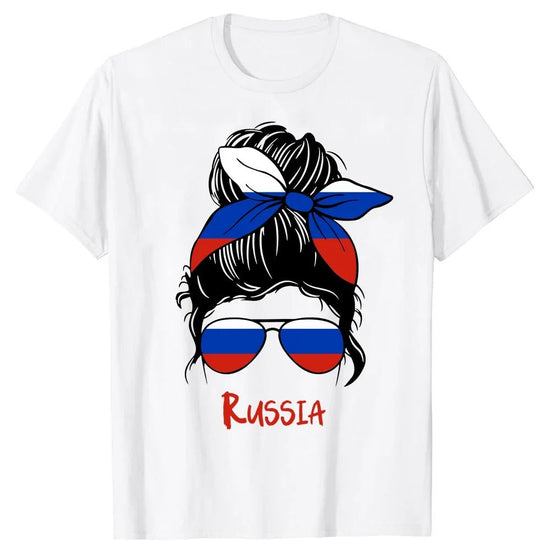 Funny Russia Russian Girl Woman Flag T Shirts Summer Style Graphic Cotton Streetwear Short Sleeve Birthday Gifts T-shirt - SS69