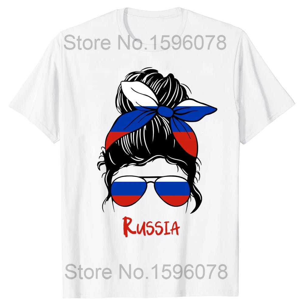 Funny Russia Russian Girl Woman Flag T Shirts Summer Style Graphic Cotton Streetwear Short Sleeve Birthday Gifts T-shirt - SS69