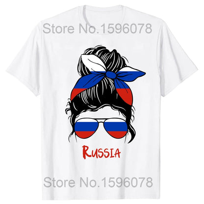 Funny Russia Russian Girl Woman Flag T Shirts Summer Style Graphic Cotton Streetwear Short Sleeve Birthday Gifts T-shirt - SS69