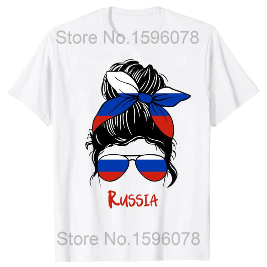 Funny Russia Russian Girl Woman Flag T Shirts Summer Style Graphic Cotton Streetwear Short Sleeve Birthday Gifts T-shirt - SS69