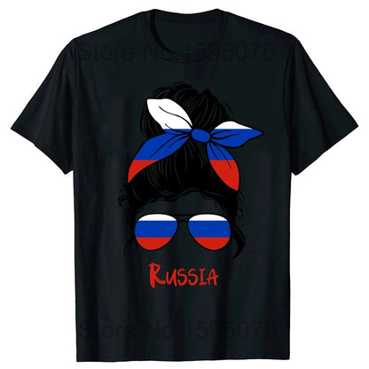 Funny Russia Russian Girl Woman Flag T Shirts Summer Style Graphic Cotton Streetwear Short Sleeve Birthday Gifts T-shirt - SS69