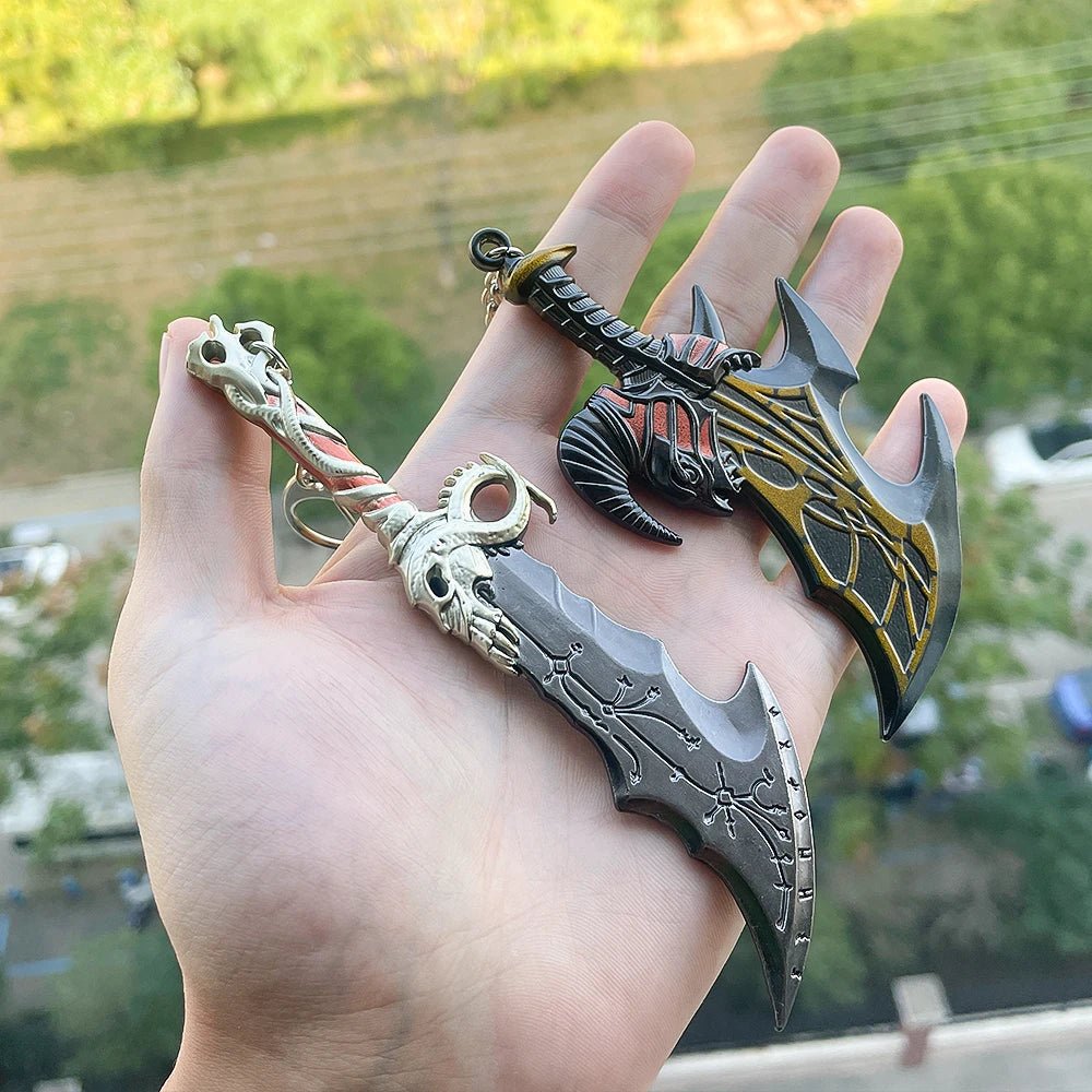 Game God of War 5 Ragnarok Key Chain Kratos Ares Thor's Hammer Blades of Exile Leviathan Axe Weapon Keychain for Men Jewelry - SS69