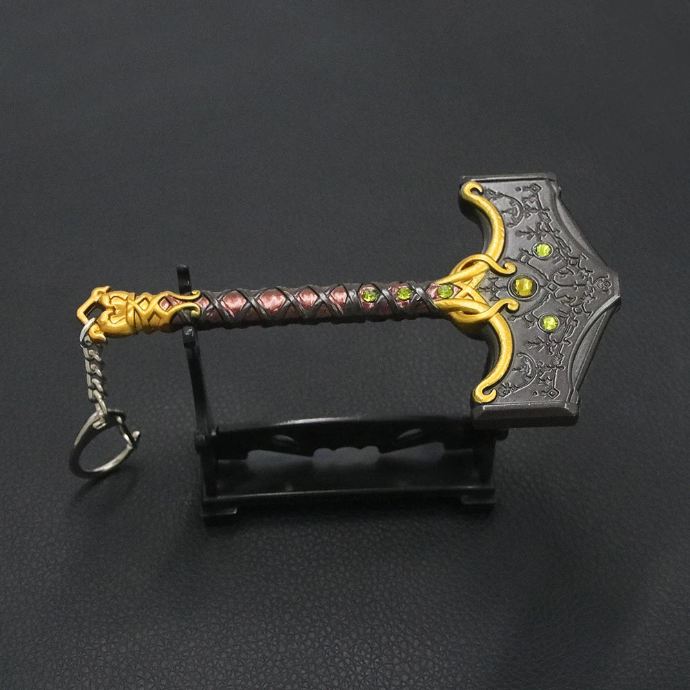 Game God of War 5 Ragnarok Key Chain Kratos Ares Thor's Hammer Blades of Exile Leviathan Axe Weapon Keychain for Men Jewelry - SS69