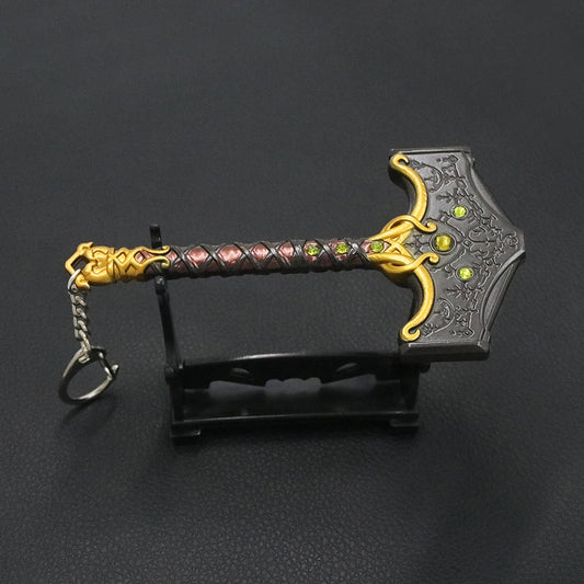 Game God of War 5 Ragnarok Key Chain Kratos Ares Thor's Hammer Blades of Exile Leviathan Axe Weapon Keychain for Men Jewelry - SS69