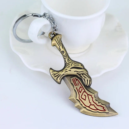 Game God of War 5 Ragnarok Key Chain Kratos Ares Thor's Hammer Blades of Exile Leviathan Axe Weapon Keychain for Men Jewelry - SS69