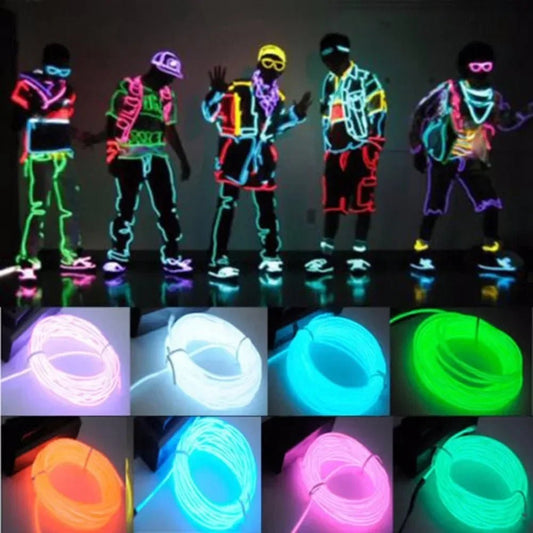 Glow EL Wire Cable LED Neon Christmas Dance Party DIY Costumes Clothing Luminous Car Light Decoration Clothes Ball Rave 1m/3m/5m - SS69