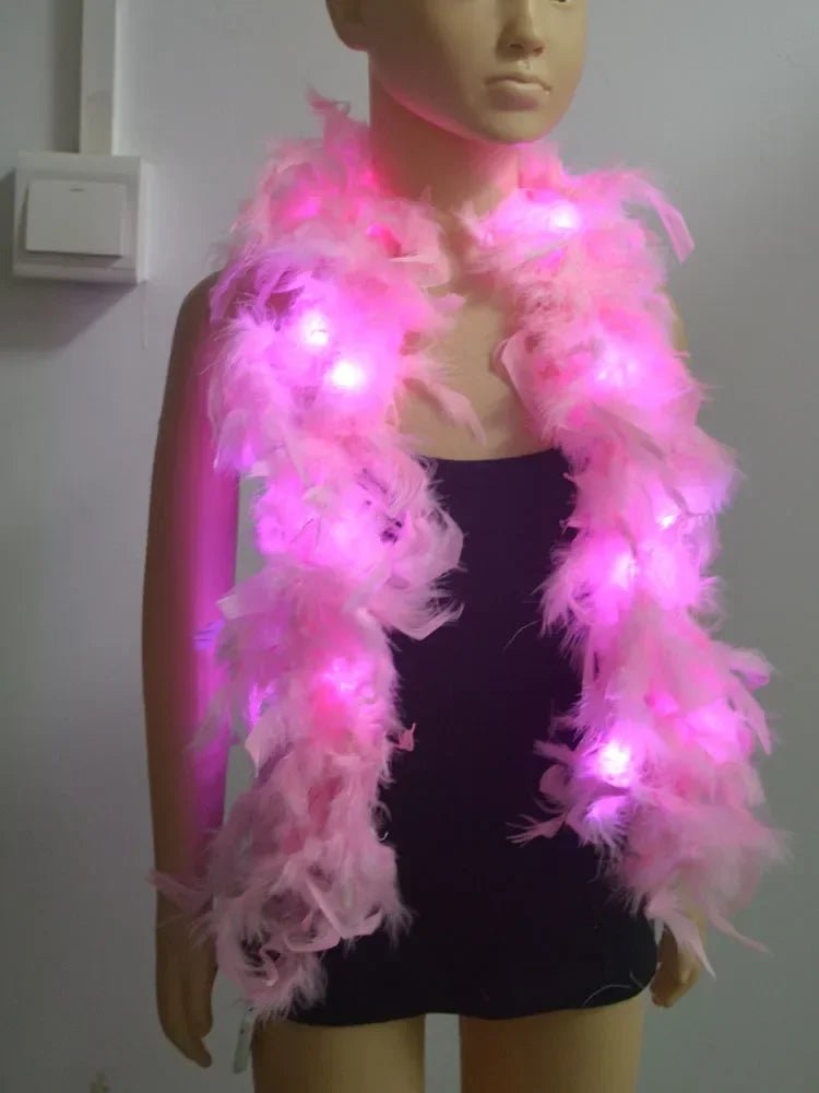 Glowing Feather Boa LED Lights Boas Scarf for Party Wedding Costume Tree Home Decoration Halloween - SS69