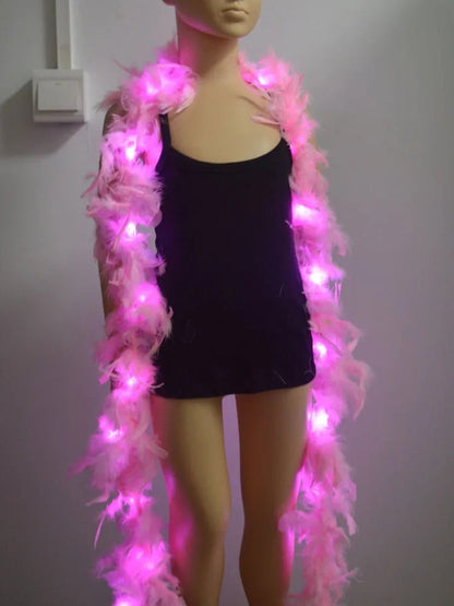 Glowing Feather Boa LED Lights Boas Scarf for Party Wedding Costume Tree Home Decoration Halloween - SS69