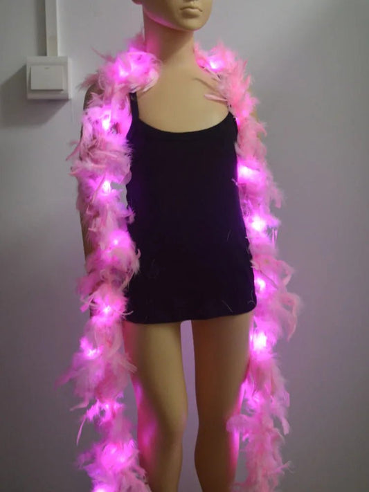 Glowing Feather Boa LED Lights Boas Scarf for Party Wedding Costume Tree Home Decoration Halloween - SS69