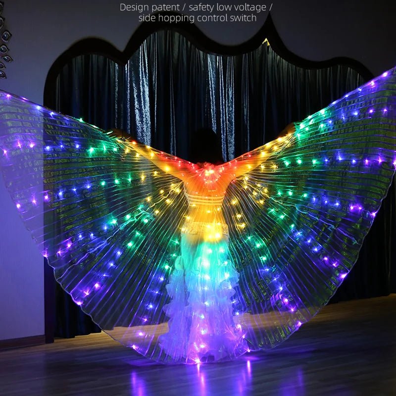 Glowing Light Up Costume Dancing Cloak Belly Dance LED Butterfly Wing Glow Fans For Performance Carnival Party - SS69