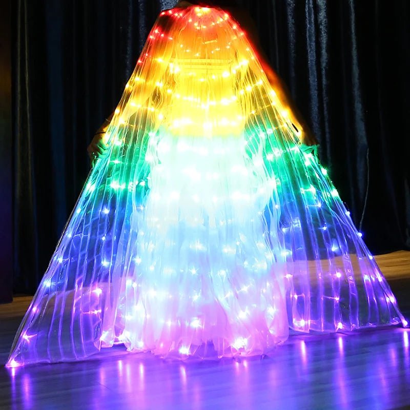 Glowing Light Up Costume Dancing Cloak Belly Dance LED Butterfly Wing Glow Fans For Performance Carnival Party - SS69