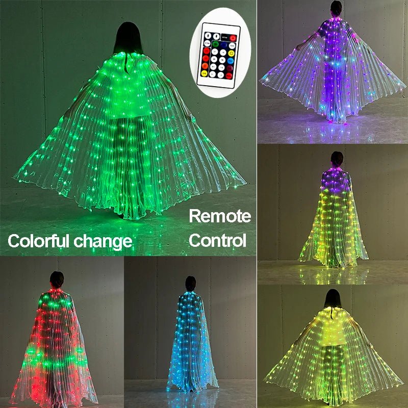 Glowing Light Up Costume Dancing Cloak Belly Dance LED Butterfly Wing Glow Fans For Performance Carnival Party - SS69
