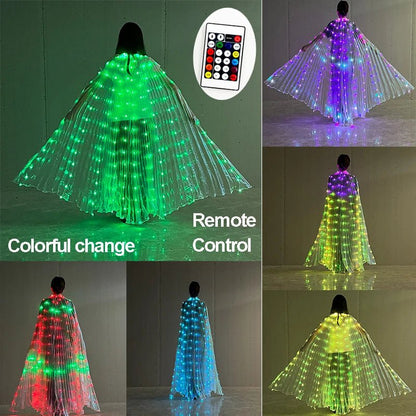 Glowing Light Up Costume Dancing Cloak Belly Dance LED Butterfly Wing Glow Fans For Performance Carnival Party - SS69
