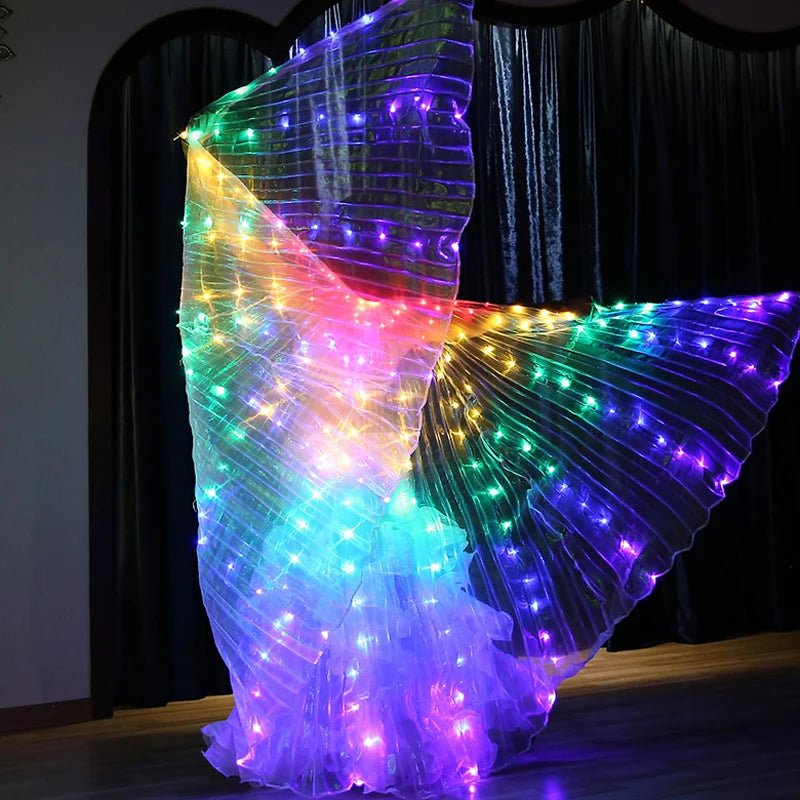 Glowing Light Up Costume Dancing Cloak Belly Dance LED Butterfly Wing Glow Fans For Performance Carnival Party - SS69